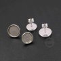 10pcs 6-12MM Silver Stainless Steel Round Bezel Studs Earrings Settings DIY Jewelry Supplies Findings 1702174