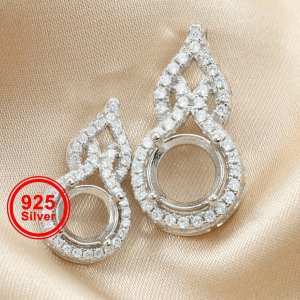 1Pcs 5-11MM Round Prong Pendant Settings Solid 925 Sterling Silver Filigree Gemstone Charm Bezel Tray DIY Supplies 1411254