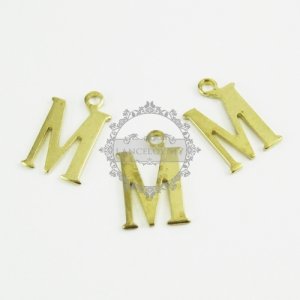 10pcs 15x10mm vintage kawaii metal alphabet letter M raw brass pendant charm packs assortment 1800073