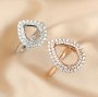 Pear Prong Ring Blank Settings Double Halo Bezel Solid 925 Sterling Silver Rose Gold Plated Adjustable Ring Band for Gemstone 1294316