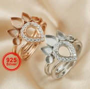 Keepsake Breast Milk Resin Pear Ring Settings Stackable 6x8MM Main Stone Solid 925 Sterling Silver Rose Gold Plated DIY Ring Bezel 1294336