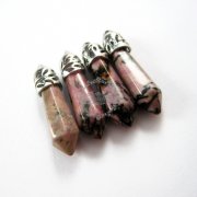 4pcs 9x30mm faceted pillar pink black patterned nature Rhodonite,rhodochrosite jasper DIY pendant charm earrings supplies findings 1820127