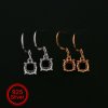 1Pair Round Hook Earrings Settings Rose Gold Plated Solid 925 Sterling Silver Bezel DIY Supplies for Gemstone Jewelry 1706058
