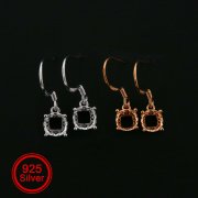 1Pair Round Hook Earrings Settings Rose Gold Plated Solid 925 Sterling Silver Bezel DIY Supplies for Gemstone Jewelry 1706058