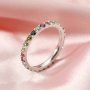 2MM Dainty October Birthstone Eternity Ring Rainbow Tourmaline Wedding Engagement Full Band Stackable Ring Solid 14K Gold Ring 1294292