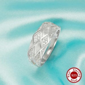 Keepsake Breast Milk Resin Rhombus Bezel Ring Settings,Solid 925 Sterling Silver Ring,Men\'s Ring,DIY Ring Supplies For Gemstone 1294834