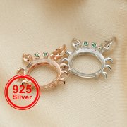 8x10MM Oval Prongs Pendant Settings,Animal Crab Rose Gold Plated Solid 925 Sterling Silver Charm Bezel,DIY Gemstone Supplies 1431141