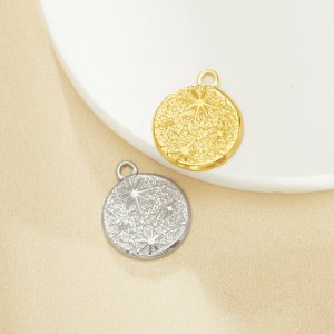 Vintage Styles Stainless Steel Star Round Pendant,Gold Plated Stainless Steel Round Pendant Charm,DIY Pendant Supplies 1431443