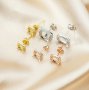 5-8MM Cushion Square Prong Bezel Studs Earrings Settings Solid 925 Sterling Silver Rose Gold Plated Halo Earrings for Gemstone 1706080