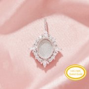6x8MM Keepsake Breast Milk Resin Oval Bezel Pendant Blank Settings,Solid Back Solid 14K 18K Gold Pendant Charm,Vintage Styles Pendant,DIY Pendant Supplies 1421258