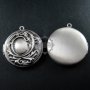 5pcs 33mm flower engraved round vintage brass antiqued silver photo locket pendant charm DIY supplies findings 1113009