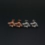 1Pair Oval Studs Earrings Settings Angel Wing Rose Gold Plated Solid 925 Sterling Silver Bezel DIY Supplies for Gemstone Jewelry 1706054