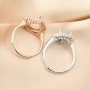 Pear Prong Ring Blank Settings Double Halo Bezel Solid 925 Sterling Silver Rose Gold Plated Adjustable Ring Band for Gemstone 1294316