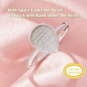 Keepsake Breast Milk Resin Stackable Pear Bezel Ring Settings,Solid 14K 18K Gold Ring,Minimalist Pear Ring,DIY Ring Blank Supplies 129498