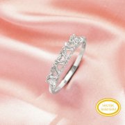7 Stones 3MM Heart Prong Ring Settings,Solid 14K 18K Gold Ring,Family Ring,DIY Ring Supplies For Gemstone 1295092
