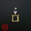 1Pcs 8MM Square Prong Pendant Settings Gold Plated Solid 925 Sterling Silver Charm Bezel Tray DIY Supplies for Gemstone 1431053
