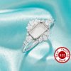 4x7MM Keepsake Breast Milk Resin Rectangle Bezel Ring Settings,Solid 925 Sterling Silver Ring,Vintage Styles CZ Stone Rectangle Ring,Solid Back Ring,DIY Ring Supplies 1295048-1