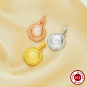 8MM Keepsake Breast Milk Resin Round Bezel Pendant Settings,Solid 925 Sterling Silver Rose Gold Plated Pendant Charm,Simple Pendant,DIY Pendant Supplies 1411469