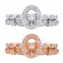 6x8MM Oval Prong Rings Settings Stackable Solid 925 Sterling Silver Rose Gold Plated Art Deco Bezel Stacker Ring DIY Set 1294475