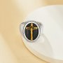 Heavy Cross Stainless Steel Ring,Gold Silver Baptism Ring,Cross Religious Ring,Men's Ring,DIY Ring Supplies 1295014