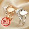 8x10MM Keepsake Breast Milk Resin Pear Ring Settings Stackable Solid 925 Sterling Silver Rose Gold Plated Stacker DIY Ring Set 1294398