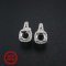 1Pair Round Studs Earrings Settings Halo Pave Solid 925 Sterling Silver Bezel DIY Supplies for Gemstone Jewelry 1702218