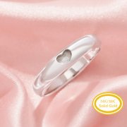 4MM Keepsake Breast Milk Resin Heart Bezel Ring Settings,Solid 14K 18K Gold Ring,Minimalist Heart Ring,Stackable Ring,DIY Ring Supplies 1295055