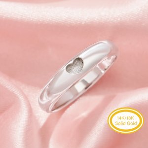 4MM Keepsake Breast Milk Resin Heart Bezel Ring Settings,Solid 14K 18K Gold Ring,Minimalist Heart Ring,Stackable Ring,DIY Ring Supplies 1295055