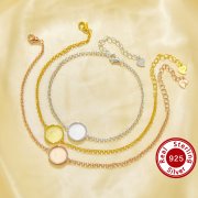 10MM Keepsake Breast Milk Resin Round Bezel Bracelet Settings,Solid 925 Sterling Silver Rose Gold Plated Bracelet,DIY Bracelet Supplies 7.2''+2'' 1900317