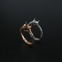 1Pcs 4-13MM Rose Gold Plated Solid 925 Sterling Silver Simple Heart Prong Bezel DIY Adjustable Ring Settings for Gemstone 1294169