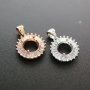 1Pcs 4-12MM Round Bezel Rose Gold Silver Gems Cz Stone Solid 925 Sterling Silver Prong Pendant Charm Settings 1411227