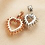 6-8MM Halo Heart Pendant Prong Settings Solid 925 Sterling Silver Rose Gold Plated Charm Bezel 1431118