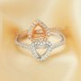 6MM Halo Heart Prong Ring Settings,Solid 925 Sterling Silver Rose Gold Plated Ring,Halo Pave CZ Stone Bezel Ring,DIY Ring Bezel For Gemstone 1294665