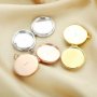 18MM Round Bezel Photo Locket,Keepsake Solid 925 Sterling Silver Rose Gold Plated Locket,DIY Photo Memory Pendant Charm Supplies 1110041