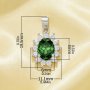 Luxury Oval Pendant With 6x8MM Oval Green Cubic Zirconia,Solid 925 Sterling Silver Pendant Charm,Vintage Styles CZ Stone Pendant 6120052