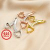 6MM 8MM Keepsake Double Heart Pendant Prong Settings Mother Baby Solid 925 Sterling Silver Rose Gold Plated Charm Bezel 1431129