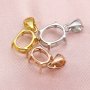 Oval Prong Pendant Settings for Flat Back Cabochon Solid 14K/18K Gold Bezel Simple Charm DIY Jewelry Supplies 1421105-1