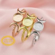 Keepsake Breast Milk Full Moon Round Ring Settings Resin Solid 14K Gold DIY Ring Blank Band for Gemstone 1210113-1