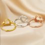 8MM Halo Heart Prong Ring Settings with Heart Side Stone Solid 925 Sterling Silver Rose Gold Plated Ring Bezel for Faceted Stone 1294321