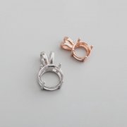 1Pcs 6-8MM Solid 925 Sterling Silver Rose Gold Simple Round 4 Prongs Gemstone Prong Bezel Settings DIY Pendant 1411240