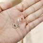 1Pcs 6X8MM Pear Bezel Halo Pave Pendant Settings Rose Gold Plated Solid 925 Sterling Silver Necklace 16Inches +2 Inches Extension DIY Gemstone Supplies 1431046