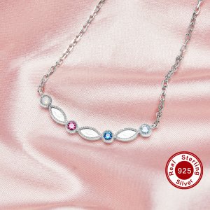 Keepsake Breast Milk Resin Pendant Necklace Settings,Solid 925 Sterling Silver 2x4MM Marquise Bezel CZ Birthstone Necklace With 16\'\'+2\'\' Chain 1431255