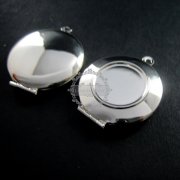 5pcs 16mm setting simple round silver plated brass antiqued photo locket pendant charm DIY supplies findings 1112009