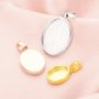 Keepsake Breast Milk Oval Solid Back Pendant Bezel Settings,Solid 14K 18K Gold Charm,DIY Memory Jewelry Supplies 1421205