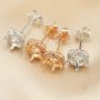 5MM Flower Halo Round Prong Studs Earrings Settings Solid 925 Sterling Silver Rose Gold Plated for Gemstone DIY Supplies 1706094