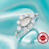 4x7MM Keepsake Breast Milk Resin Oval Ring Bezel Settings,Flower Solid 925 Sterling Silver Ring,CZ Stone Art Deco Solid Back Ring,DIY Ring Supplies 1222153-1
