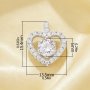 Round Simulated Diamond Heart Pendant White Cubic Zirconia,Solid 925 Sterling Silver Pendant Charm,Pave CZ Stone Heart Pendant Charm 6110164
