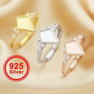 7x10MM Keepsake Breast Milk Resin Ring Settings,Solid Back Kite Bezel Ring for Resin,Solid 925 Sterling Silver Rose Gold Plated Ring,DIY Ring Supplies 1294586