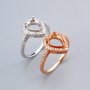 6x8MM Pear Prong Ring Settings Halo Rose Gold Plated Solid 925 Sterling Silver Set Size Ring Bezel for Gemstone 1294240