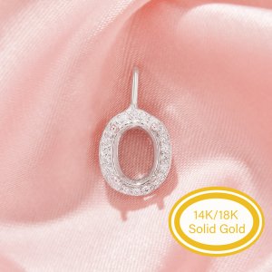 Halo Oval Prong Pendant Settings,Solid 14K 18K Gold Pendant Charm,Moissanite Art Deco Pendant Charm,DIY Pendant Bezel For Gemstone 1421246